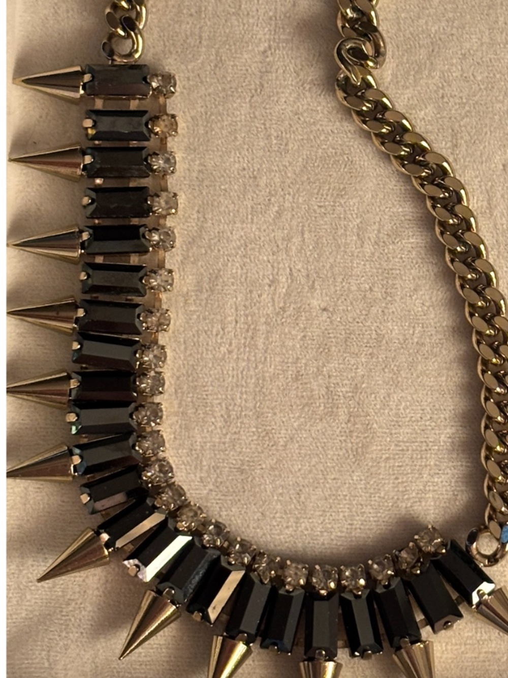 BaubleBar Black Crystal Spike Necklace Gold Tone Chain